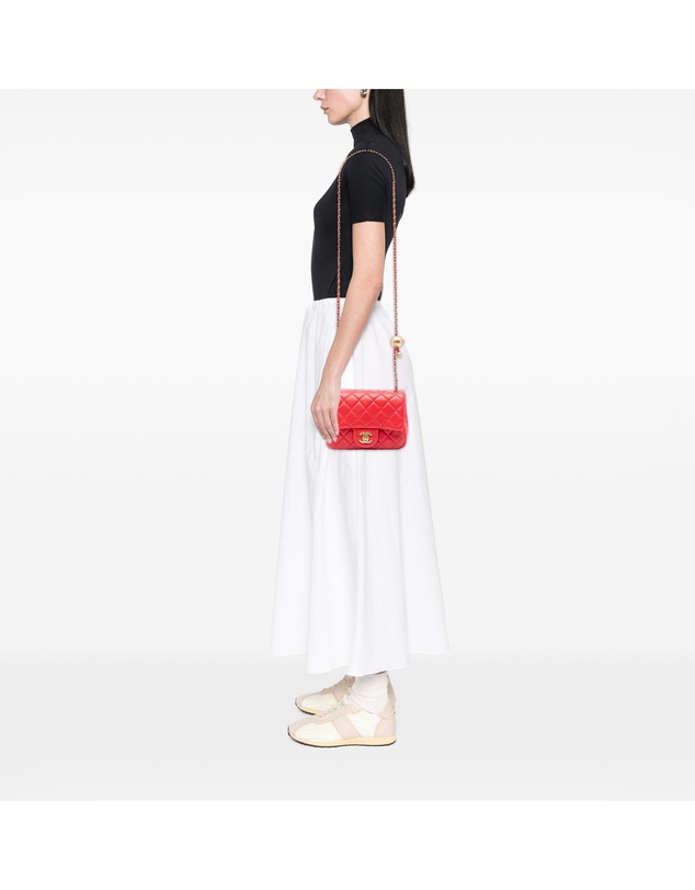 Pre-Loved by Azura Reborn - Pre-Loved Mini Square Classic Lambskin Pearl Crush Single Flap