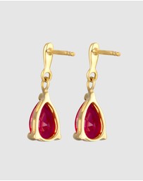 Elli Jewelry - Earrings Ear Hanger Drop Pendant with synth. Ruby in 925 sterling silver gold plated
