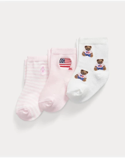 Polo Ralph Lauren - Polo Bear Crew Sock 3-Pack Set - Babies
