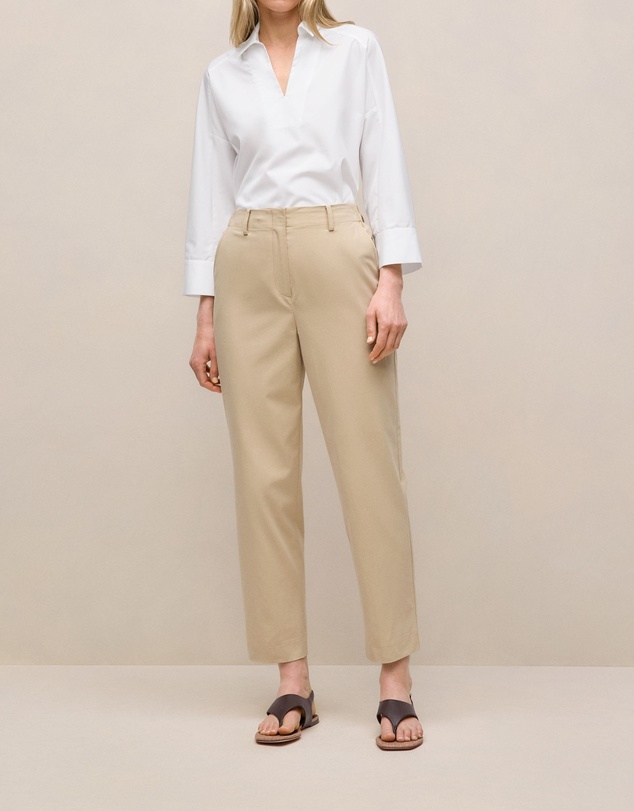 Trenery - Cotton Blend Straight Leg Pant in Sand