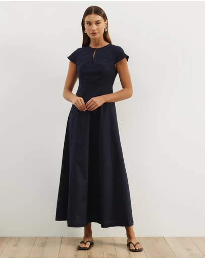 Atmos&Here - Lorry Keyhole Linen Blend Maxi Dress