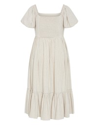 City Chic - Plus size Simone Midi Dress - stone