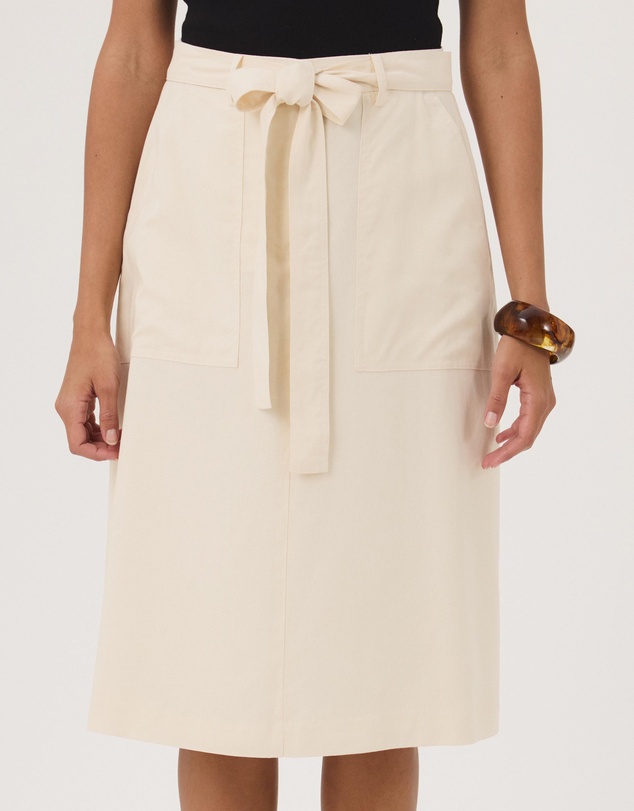 Atmos&Here - Ava Linen Blend Tie Waist Midi Skirt