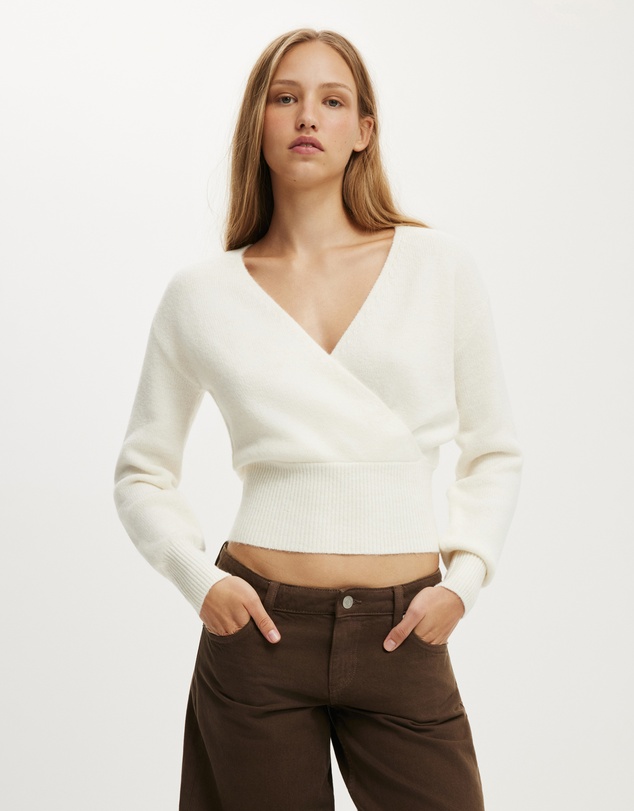 Cotton On - Softest Luxe Mock Wrap Knit Top