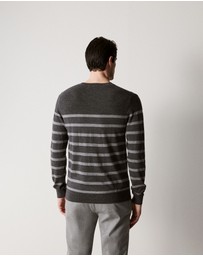 Trenery - Merino Stripe Knit in Charcoal