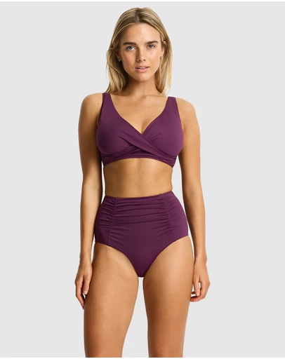Sea Level - Essentials Edit Cross Front Multifit Bra Top Claret
