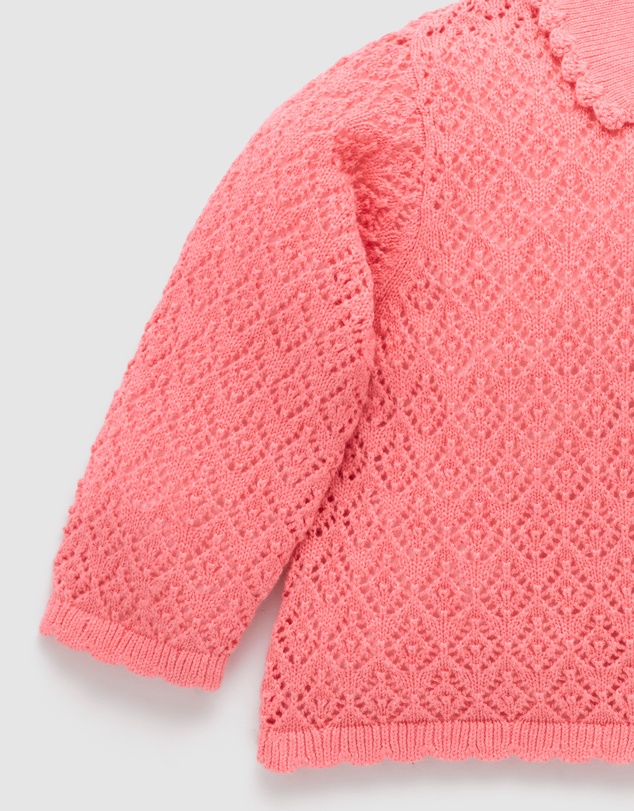 Purebaby - Eyelet Collar Cardigan-Kids-Babies