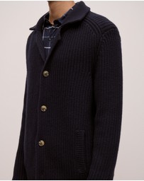 Trenery - Merino Lapel Cardigan in Navy
