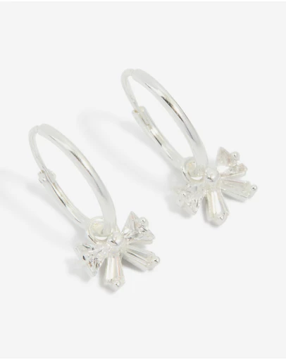 Lovisa - Sterling Silver Cubic Zirconia Bow Charm Huggie Earrings