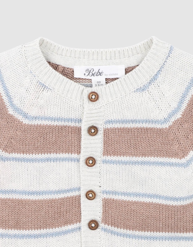 Bebe by Minihaha - Alvin Stripe Organic Knitted Rompers - Babies