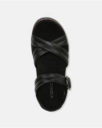 Vionic - Reyna Flatform Sandal - Black Leather