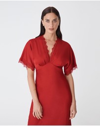 Forcast - Cleo Lace Trim Satin Dress