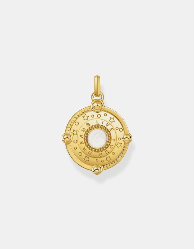 THOMAS SABO - Gold Crescent Moon Pendant with Colourful Stones