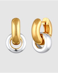 Elli Jewelry - Earrings Chunky Hoops 925 Sterling Silver Bicolor