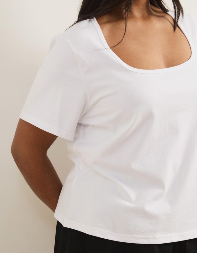 Atmos&Here Curvy - Lana Short Sleeve Scoop Neck Fitted Tee