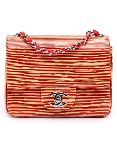 Pre-Loved by Azura Reborn - Pre-Loved Mini Square Classic Patent Striped Single Flap