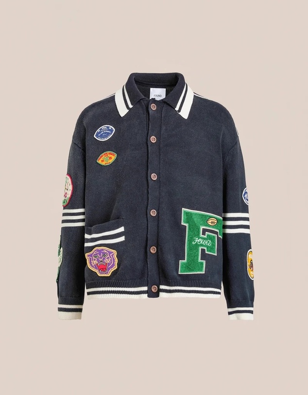 Found - Varsity Patch Collared Cardigan