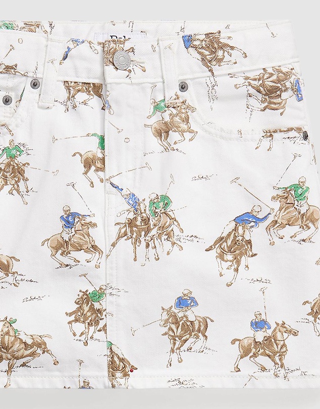 Polo Ralph Lauren - Equestrian-Print Cotton Denim Skirt - Kids-Teens