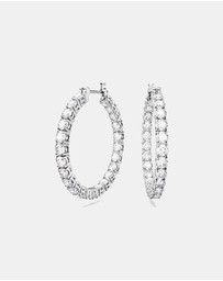 Swarovski - Matrix Hoop Earrings, Round Cut, White, Rhodium Plated