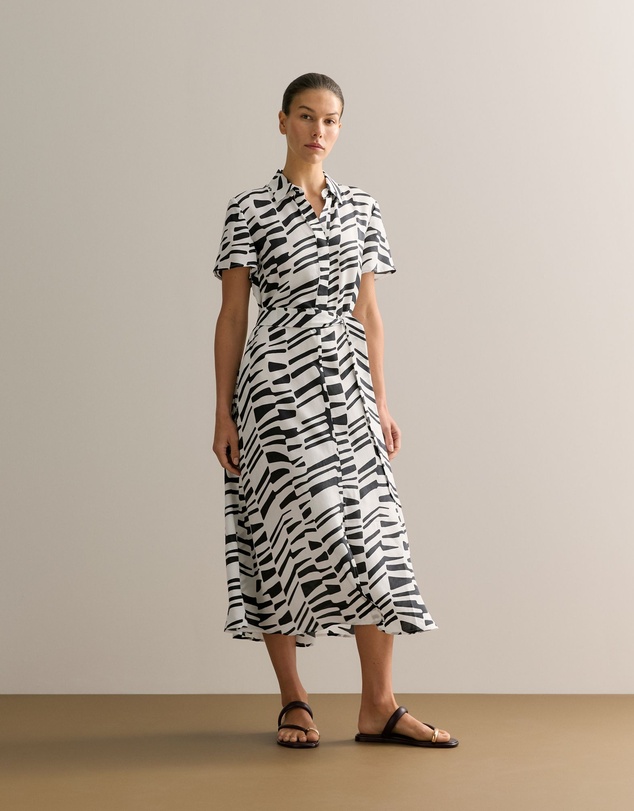 Trenery - Modal Bold Geo Shirt Dress in Black Multi