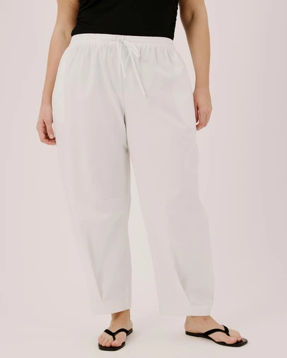 Atmos&Here Curvy - Clara Linen Blend Barrel Leg Pants