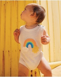 Rock Your Baby - La Mer Knitted Romper in Cream