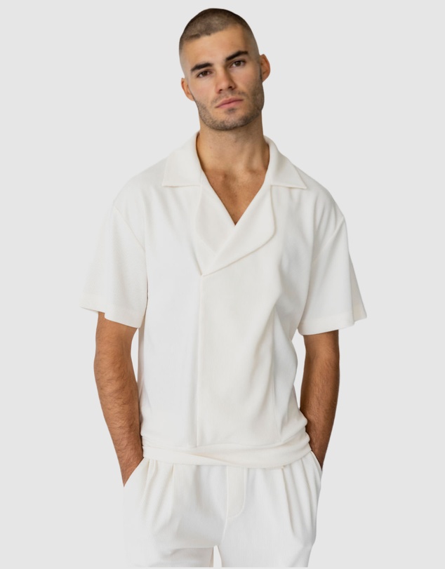 Justin Cassin - Henrik Ribbed Short Sleeve Tie Shirt
