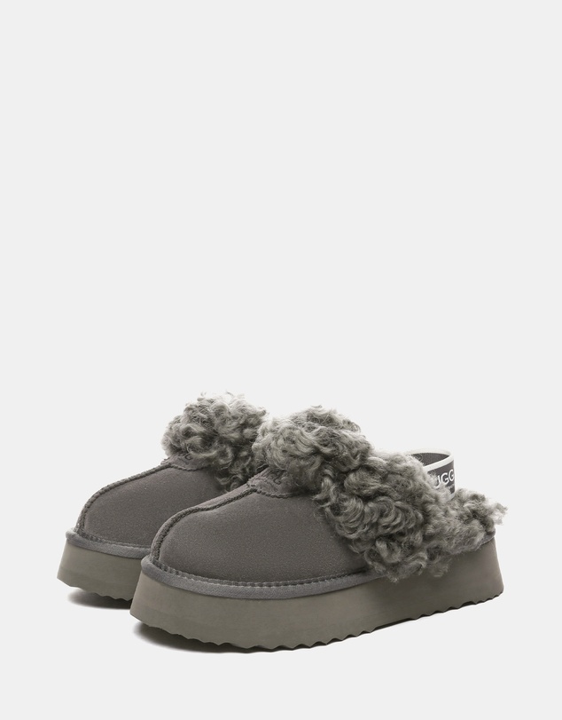 EVERAU - Australian Shepherd Ugg Waffle Curly Platform Cow Suede Upper House Shoes