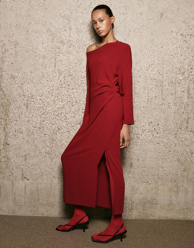 M.N.G - Boat-Neck Ruched Dress