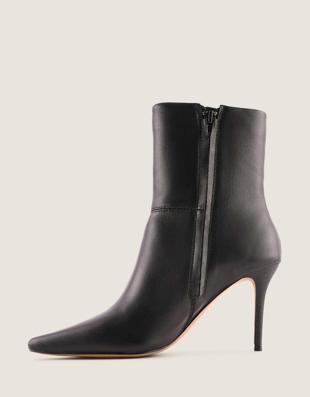 Shelly Shen - Calista Heel Ankle Boots Black Leather
