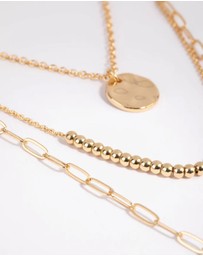 Lovisa - Gold Plated Disc & Ball Necklace Layered Necklace