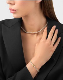 Philipp Plein - Plein Tennis Royal Gold-Tone Tennis Necklace White Crystal
