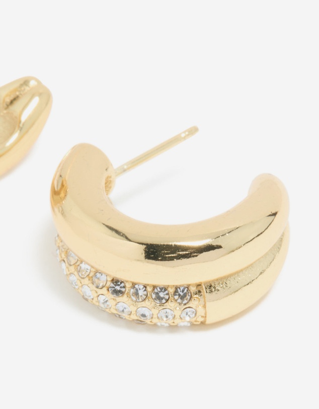 Lovisa - Waterproof Gold Plated Stainless Steel Cubic Zirconia Pave Illusion Hoop Earrings