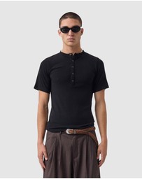 Zanerobe - Henley Rib Baby Tee Black