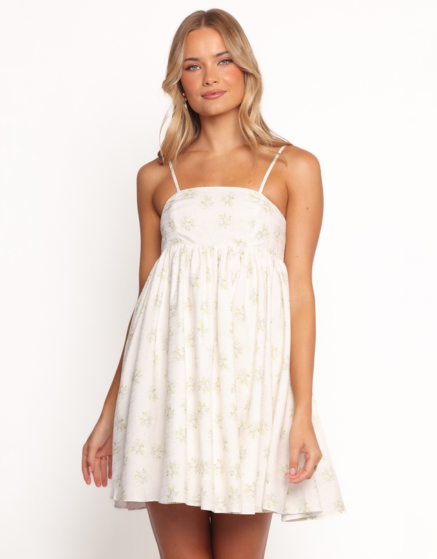 Petal & Pup - Indira Mini Dress - Ivory Blue Floral