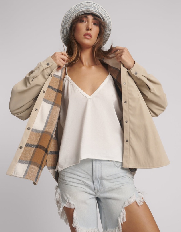 ONE TEASPOON - Studded Heart Faux Leather Daria Jacket - Stone