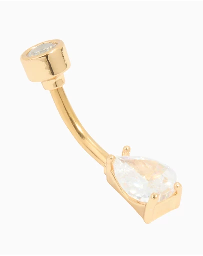 Lovisa - Gold Plated Titanium Cubic Zirconia Double Belly Bar