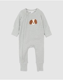Bebe by Minihaha - Otto Stripe Organic LS Zipsuit - Babies
