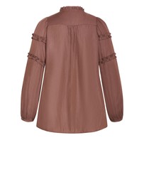 City Chic - Plus size Drama Queen Long Sleeve Shirt - cinnamon
