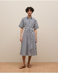 Trenery - Cotton Poplin Stripe Shirt Dress in Night Sky