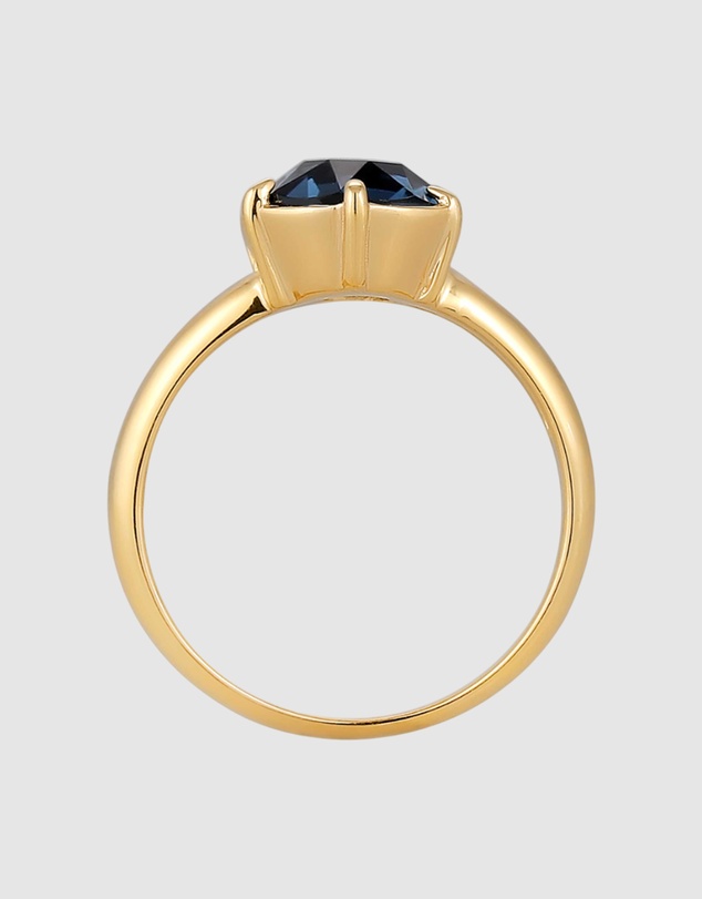Elli Jewelry - Blue Crystal Cocktail Ring in Gold-Plated 925 Silver