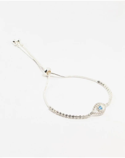 Lovisa - Silver Plated Brass Crystal Large Evil Eye Bracelet