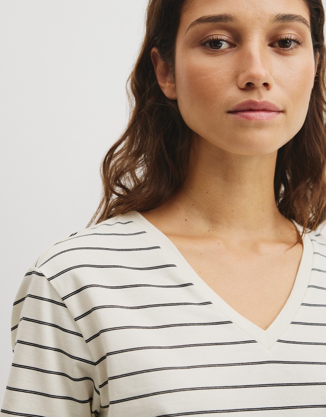 Country Road - Australian Cotton Stripe V-neck T-shirt
