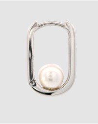 Georgini - Georgini Adagio Nine-2-Five Pearl Oval Hoops Silver
