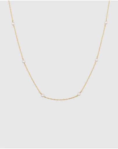 Elli Jewelry - Necklace Pearl Minimalist 925 Sterling Silver Gold-Plated