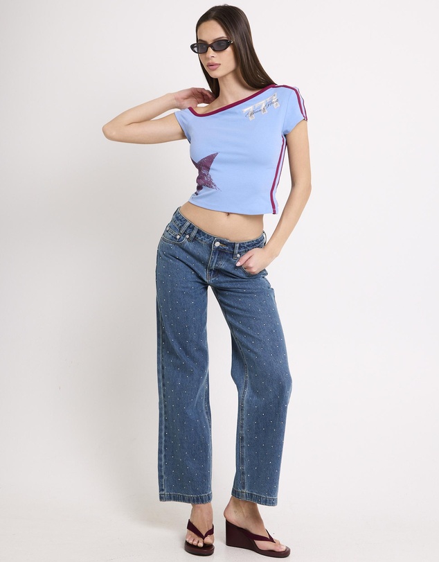 Insight - Razor Rhinestone Straight Denim Jeans