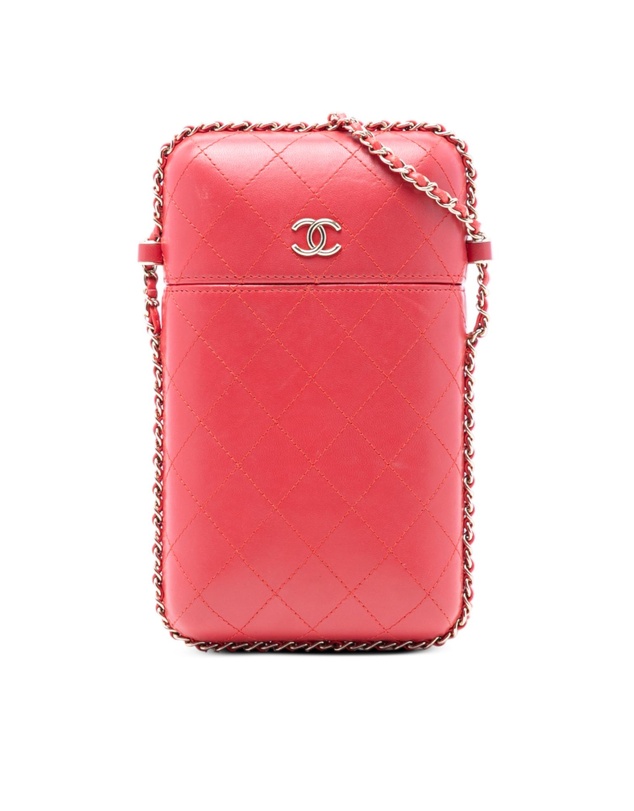 Pre-Loved by Azura Reborn - Pre-Loved CC Quilted Lambskin Chain Around Phone Holder