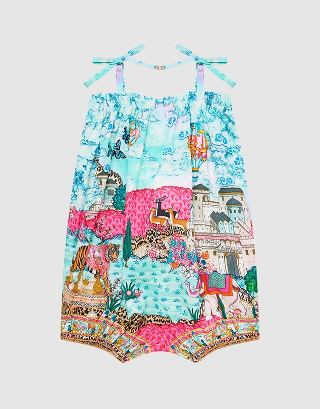Camilla - Gathered Neck Bow Strap Romper - Babies