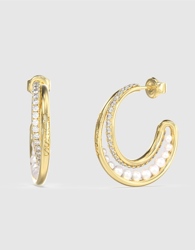 GUESS - Gold-Tone Tiny Pearly Hoop Earrings