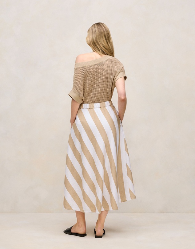 Trenery - Cabana Stripe Skirt in Sand